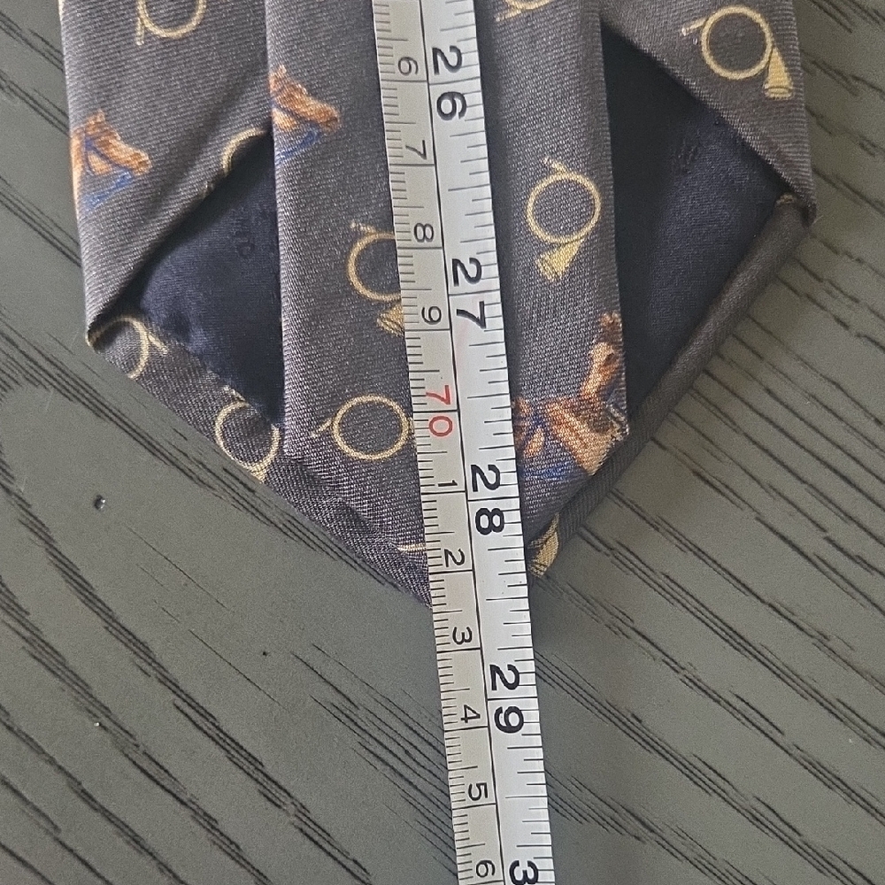 Etro Equine Black Tie with Gold and Brown Motif - Picture 6 of 6